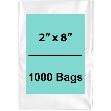 2X8 inches Clear Flat Poly Bags 2Mil Open Top (LDPE)